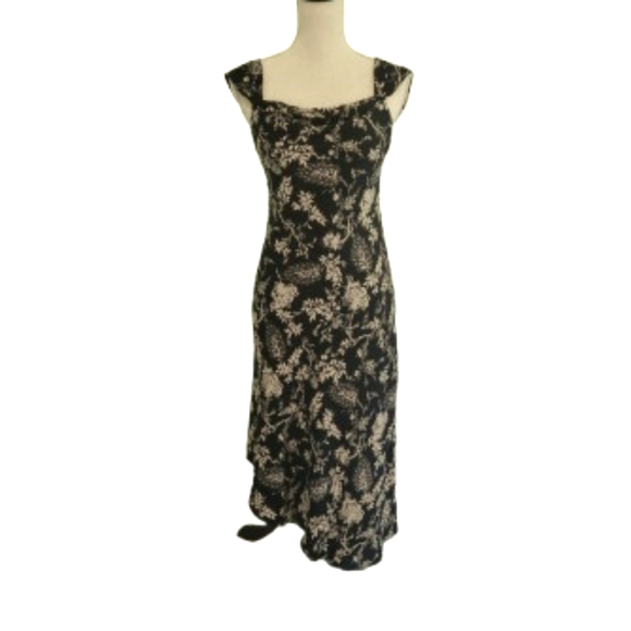 lori ann Dresses & Skirts - (A) Lori Ann long black floral dress with a crowl neckline